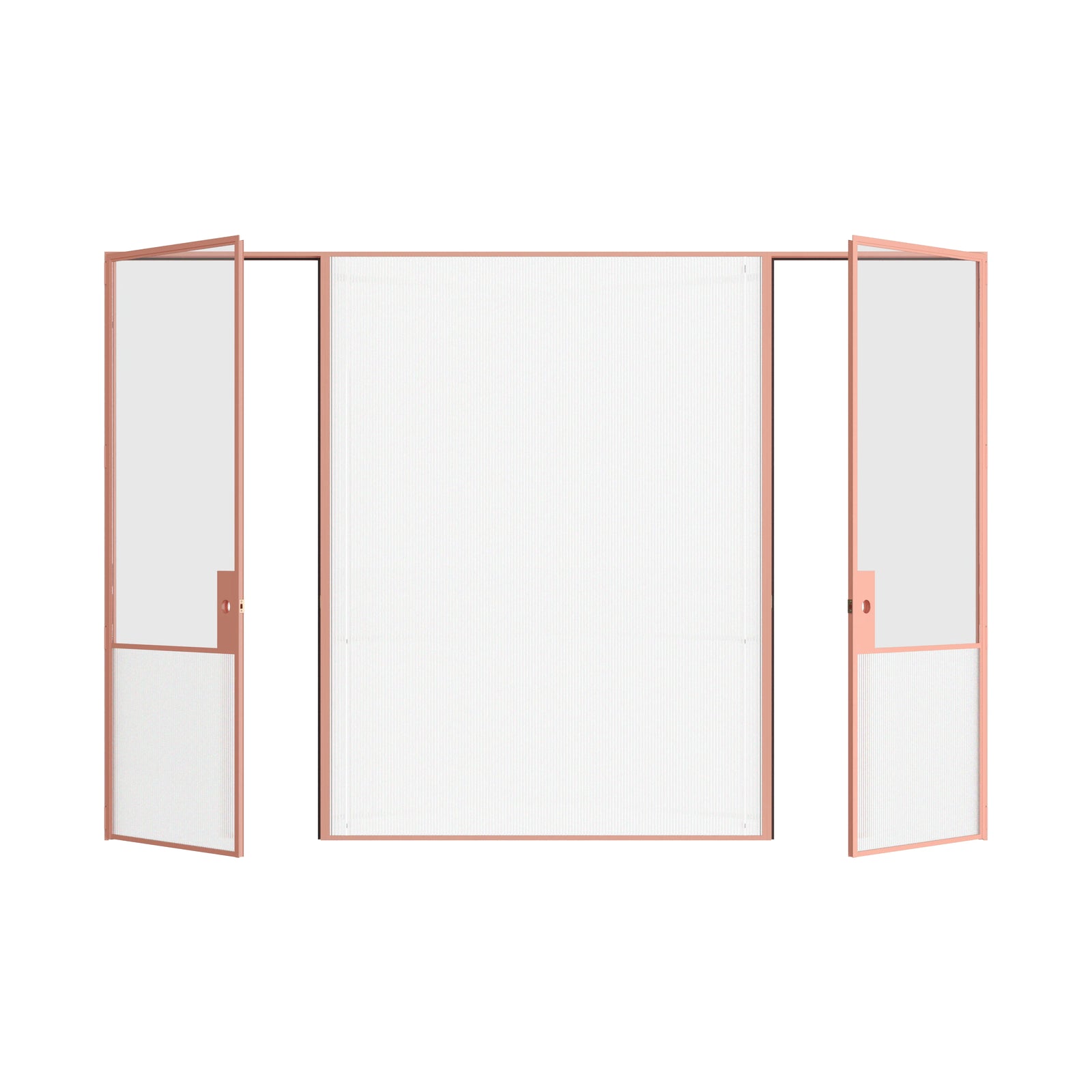 Pinkys Air Grand interior steel door, dual single, flat, with a fixed middle panel, open