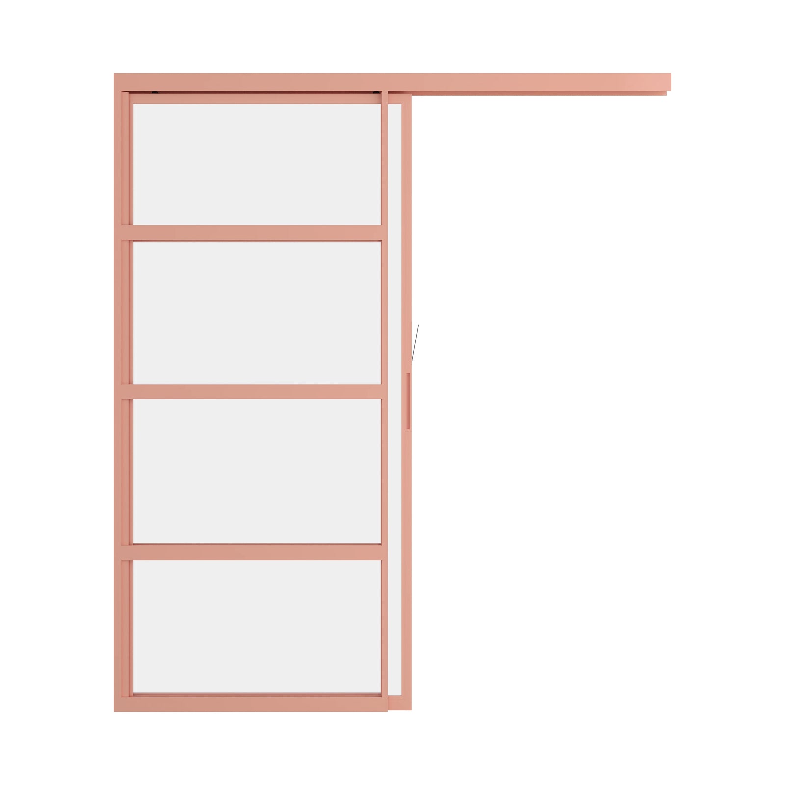 Pinkys Air Lite interior steel door, single, flat, sliding, pocket, top-track, open