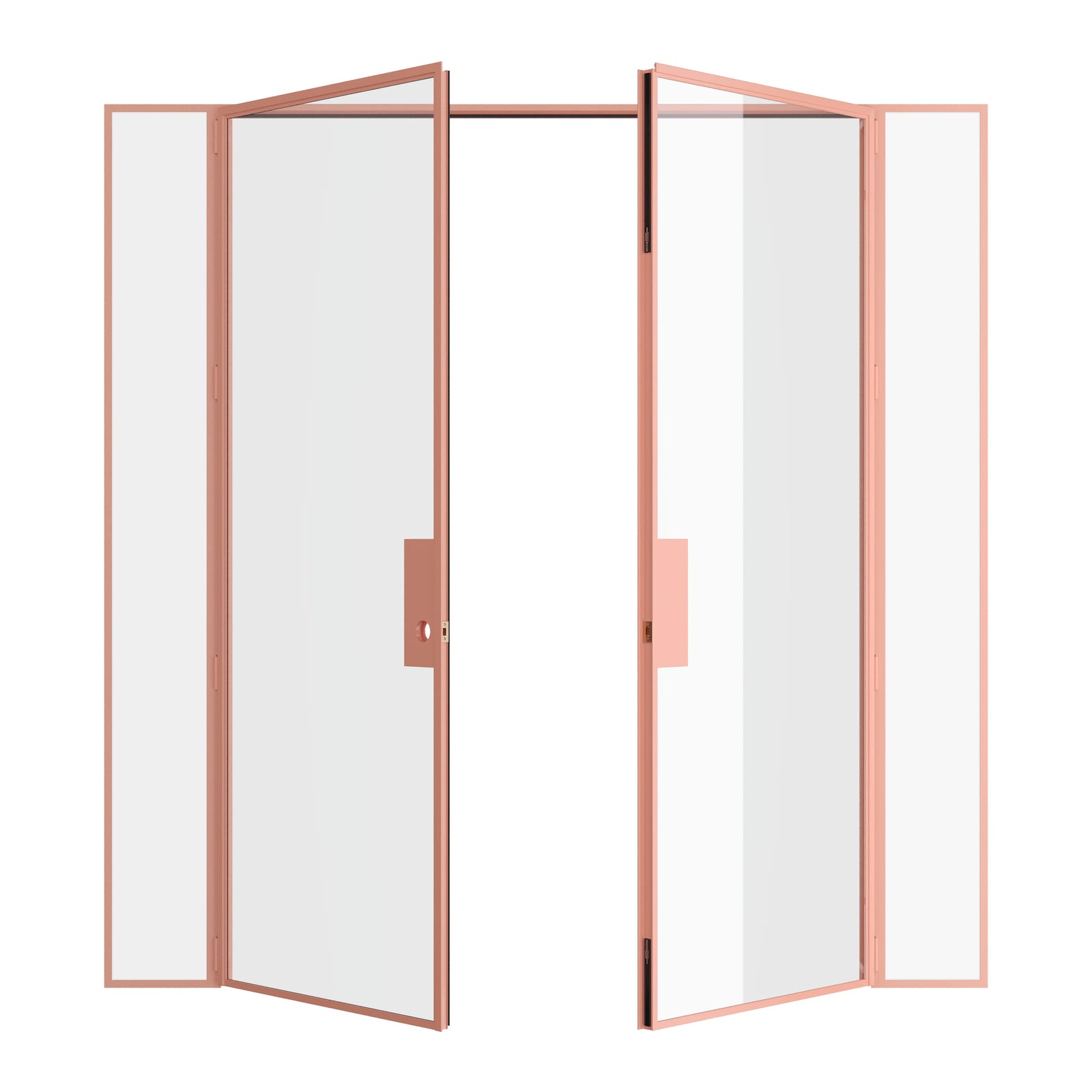 Pinkys Air Lite interior steel door, double, flat, with side windows, open