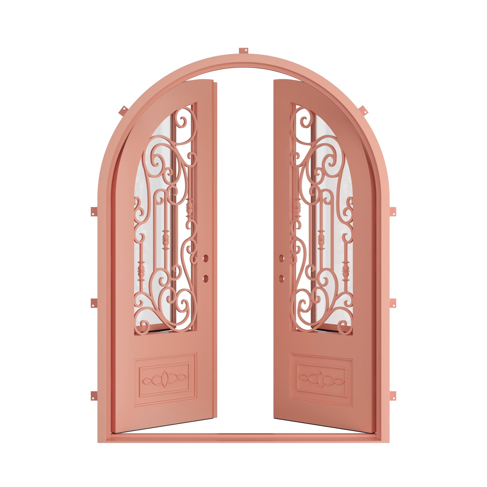 Pinkys Golden Gate steel door, double, arch, open