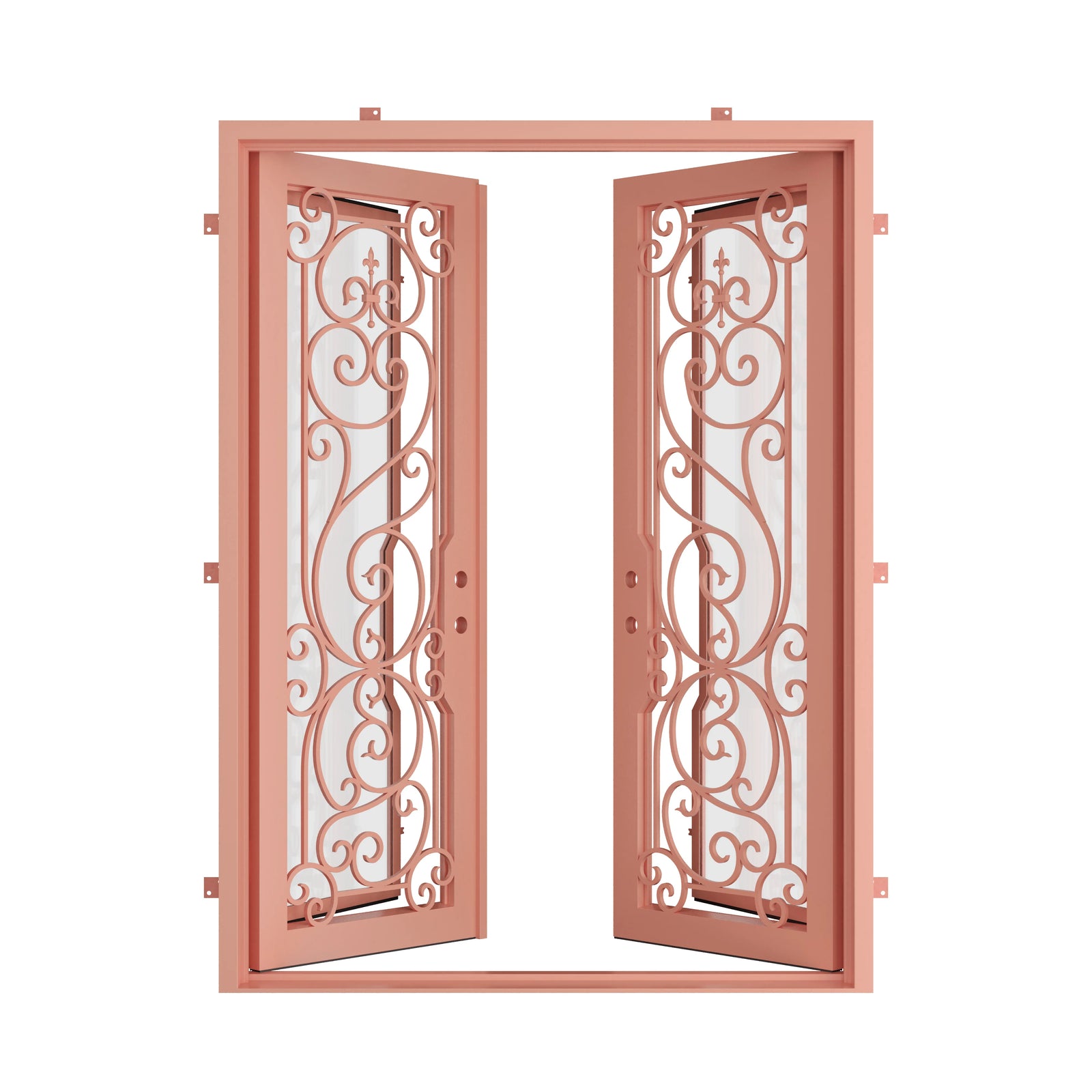 Pinkys Hills steel door, double, flat, open