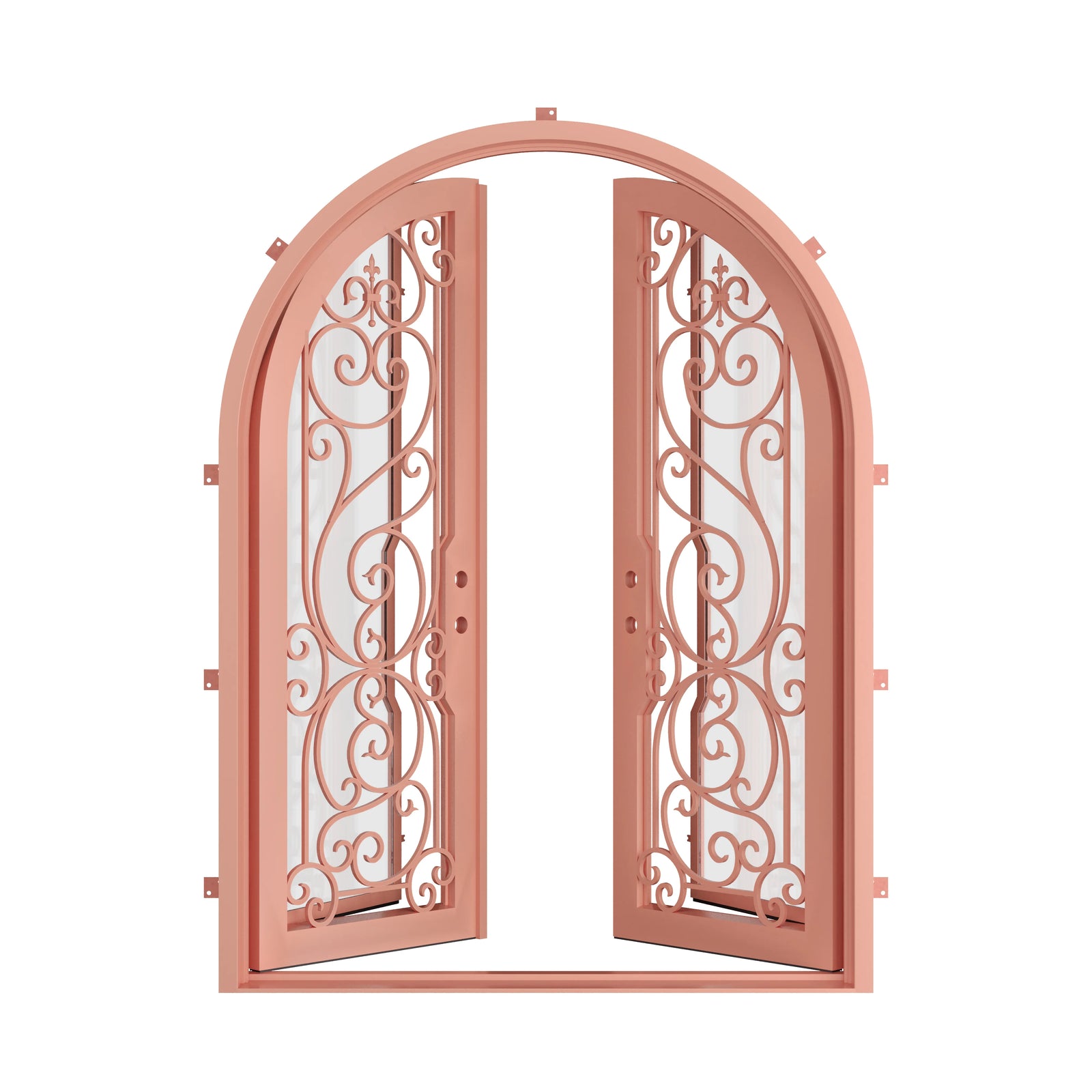 Pinkys Hills steel door, double, full arch, open