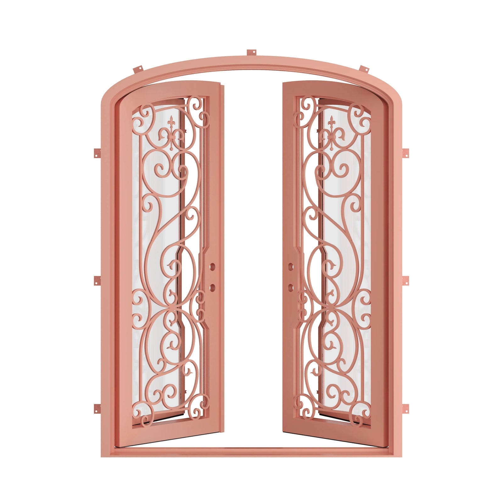 Pinkys Hills steel door, double, mini arch, open
