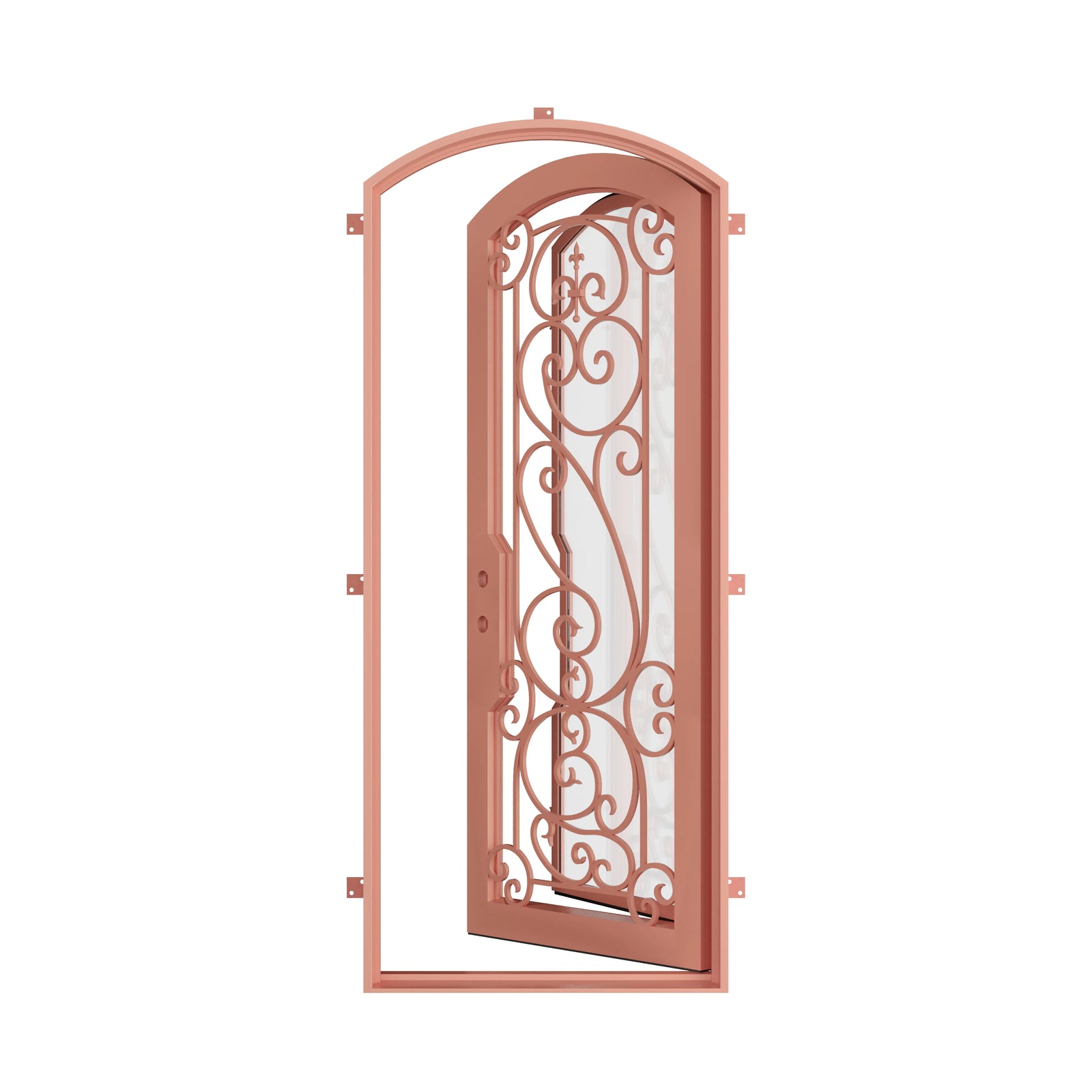 Pinkys Hills steel door, single, arch, open