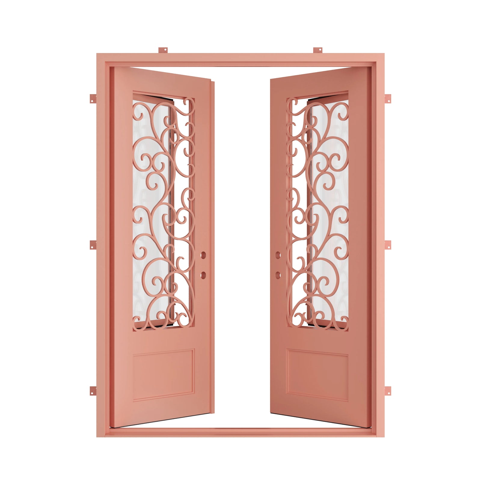 Pinkys Story steel door, double, flat, open