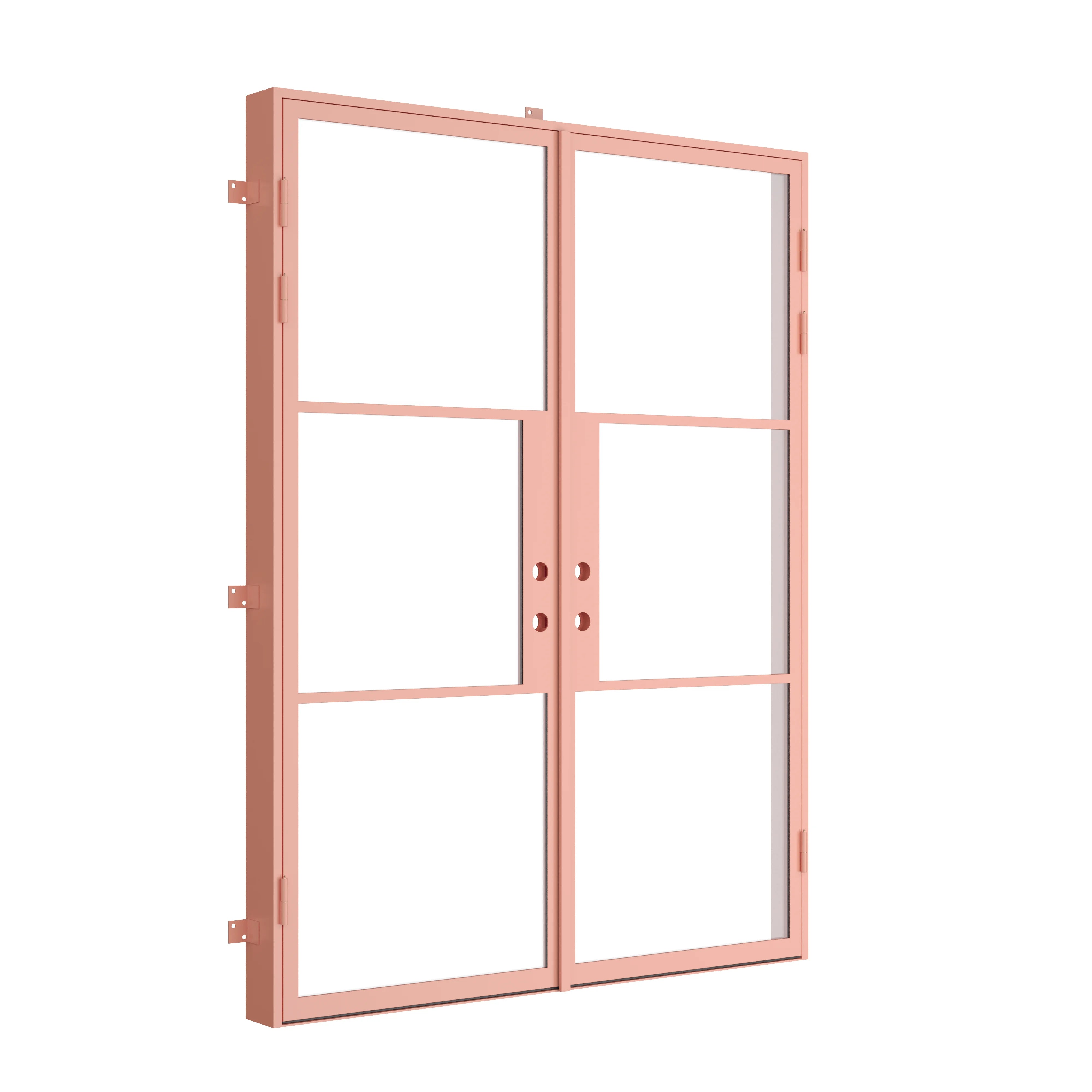 contemporary steel double door pink finish