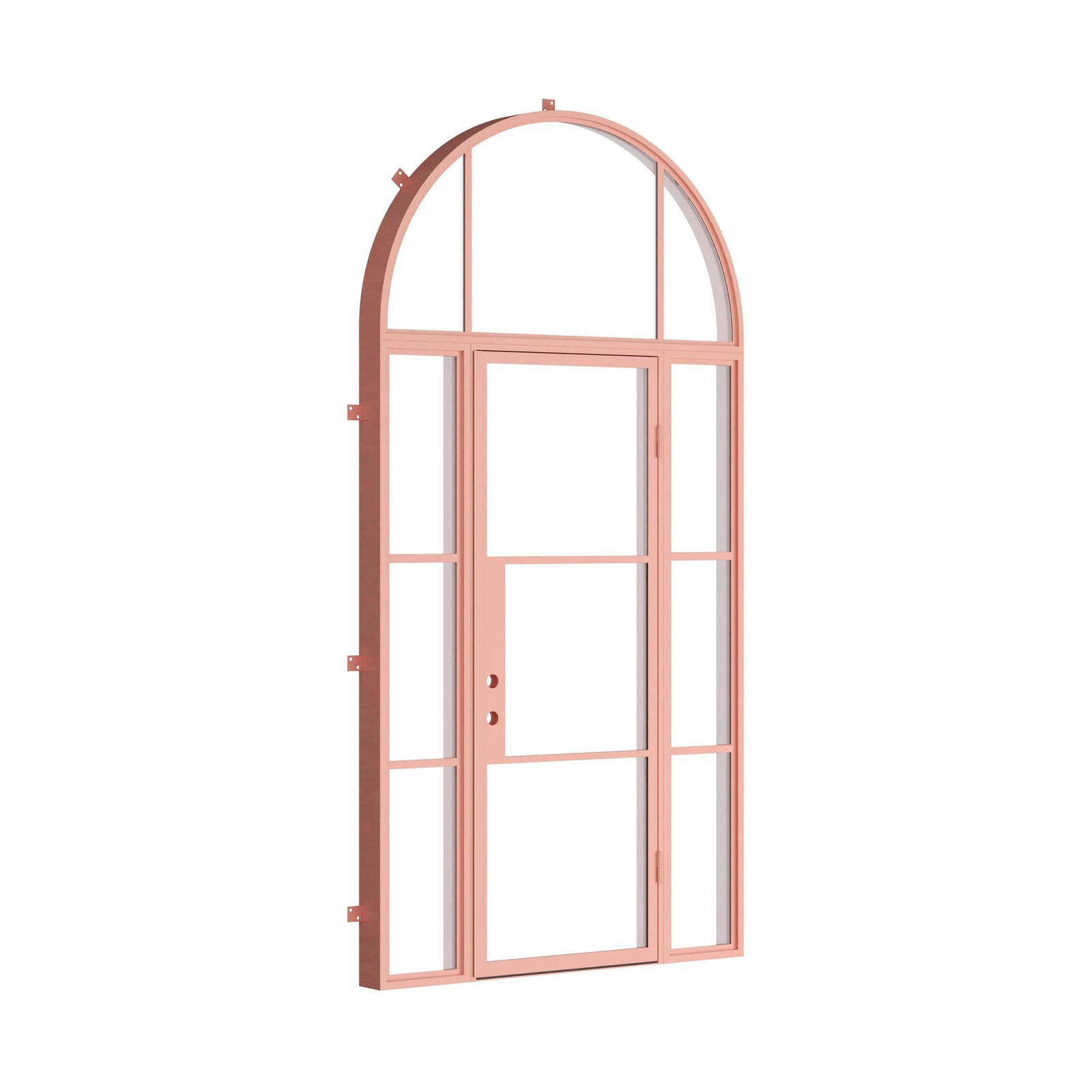 Pinkys Air 4 steel door, single, flat, with side windows, with an arch top window, closed