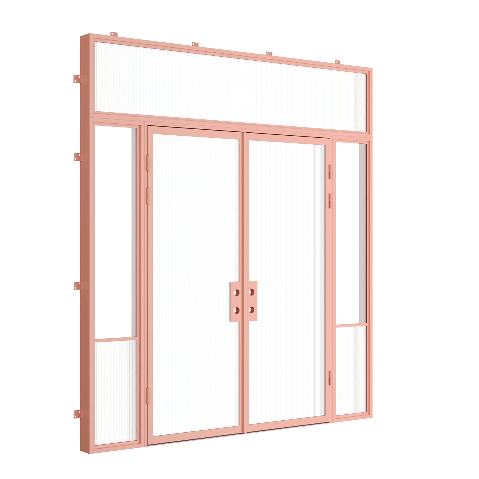 Pinkys Air Grand steel door, double, flat, with side windows, with a flat top window, closed
