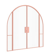 Air Grand interior pink double arch steel doors with sidelights, OTTOSTUMM hot-rolled steel slim sightlines and removable thresholds