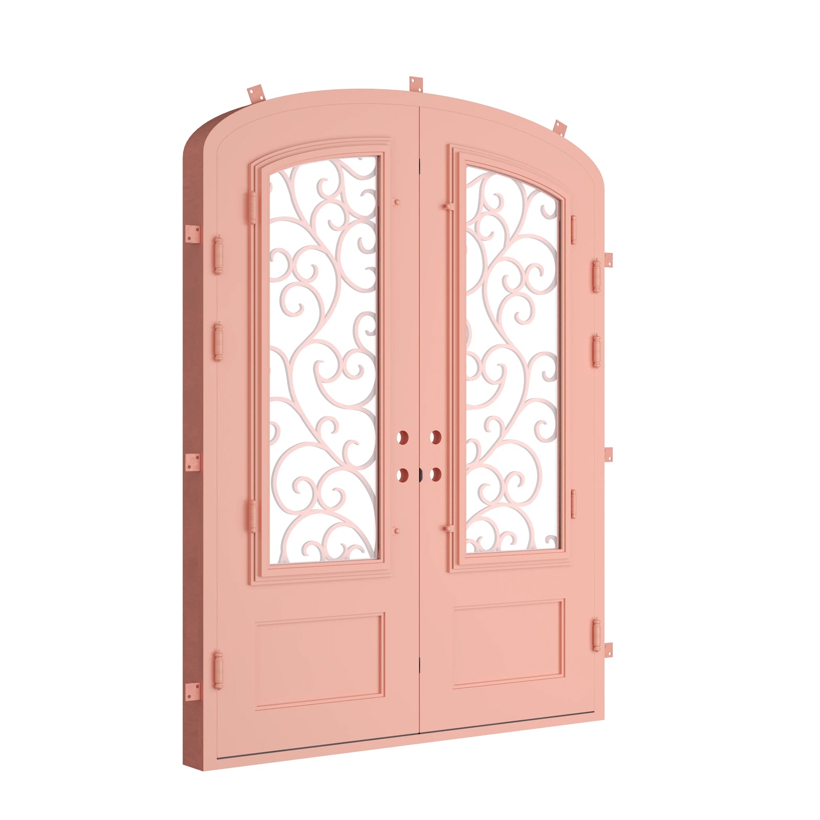 Pinkys Story steel door, double, arch, closed