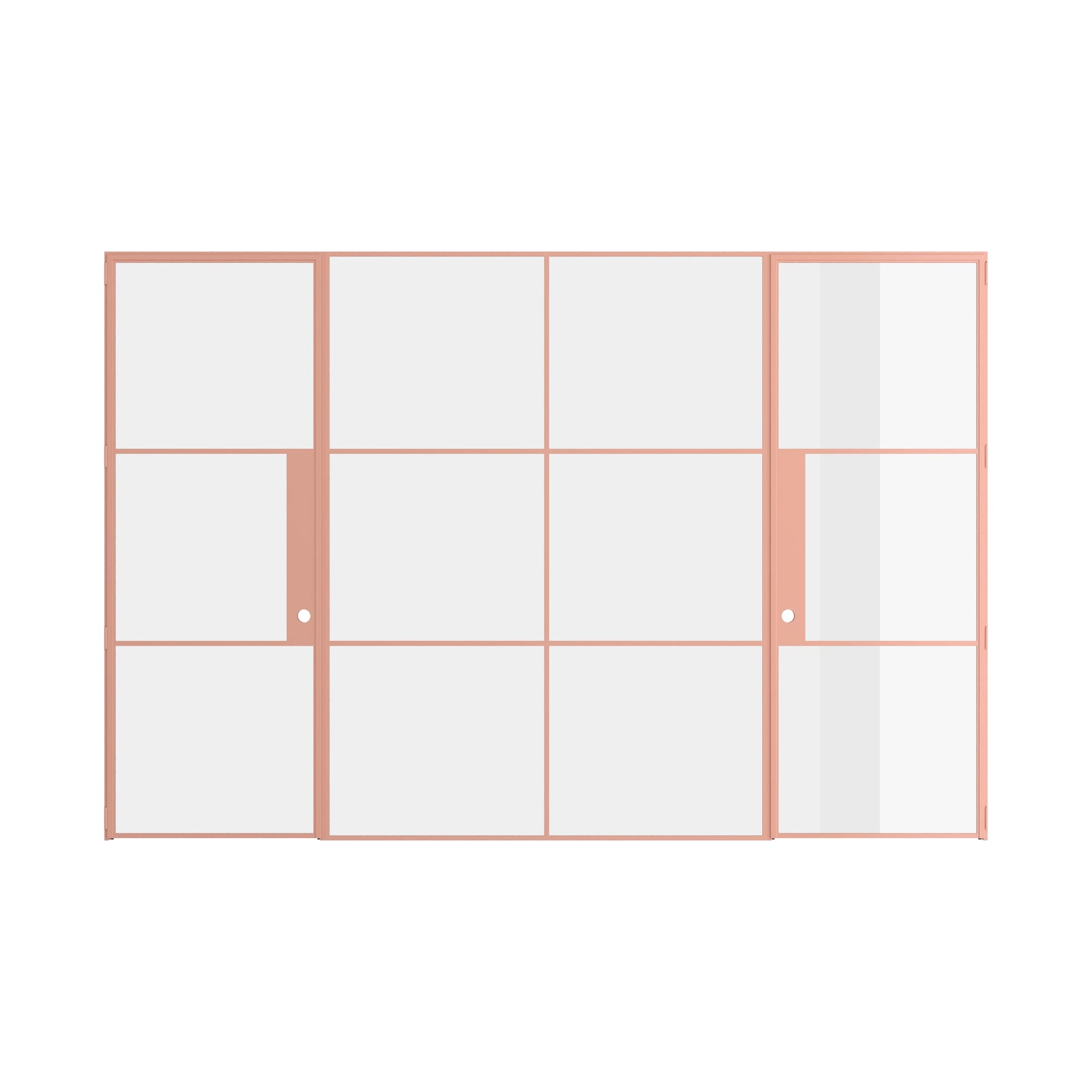 Pinkys Air 4 interior steel door, dual single, with a fixed middle panel, closed