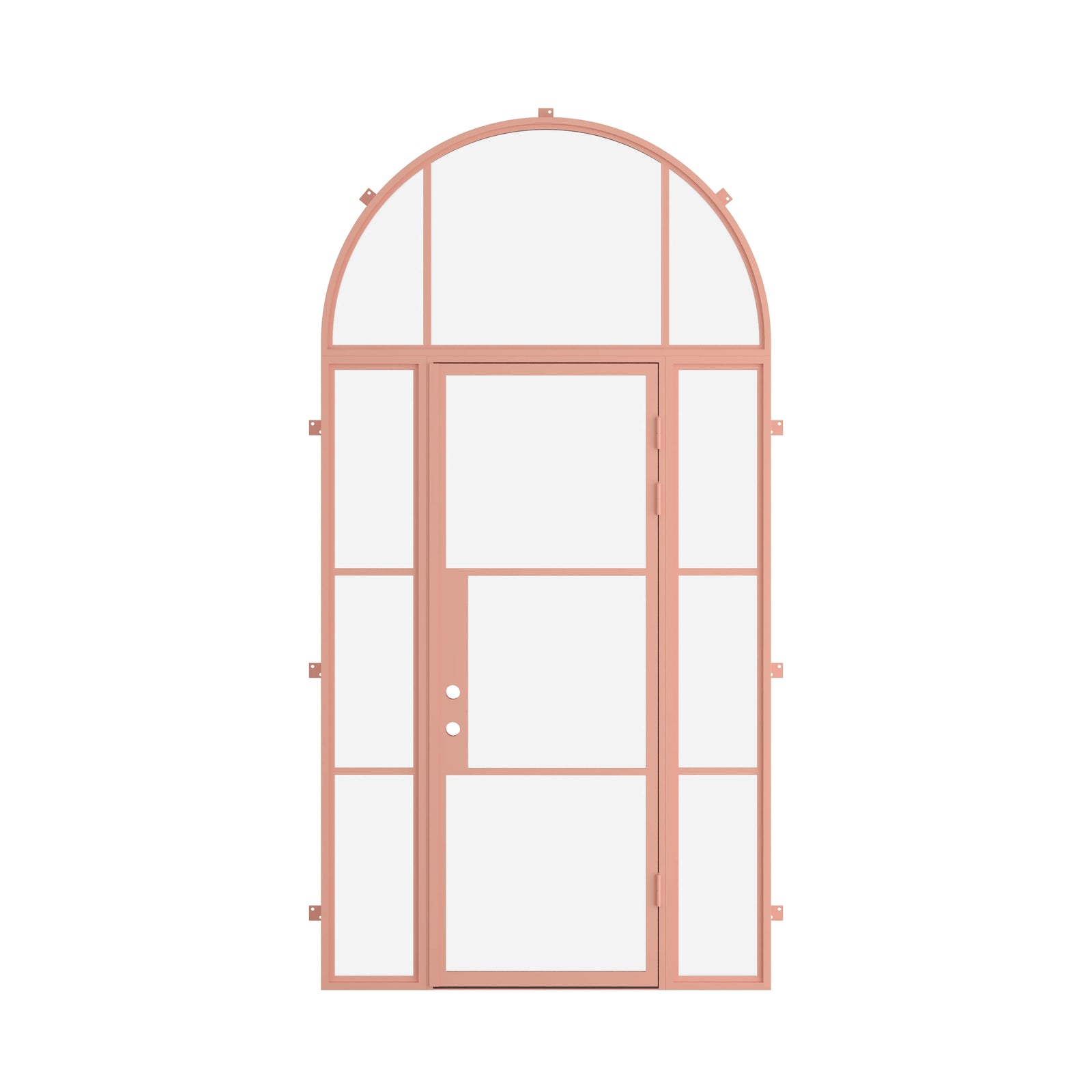 Pinkys Air 4 steel door, single, flat, with side windows, with a full-arch top window, closed
