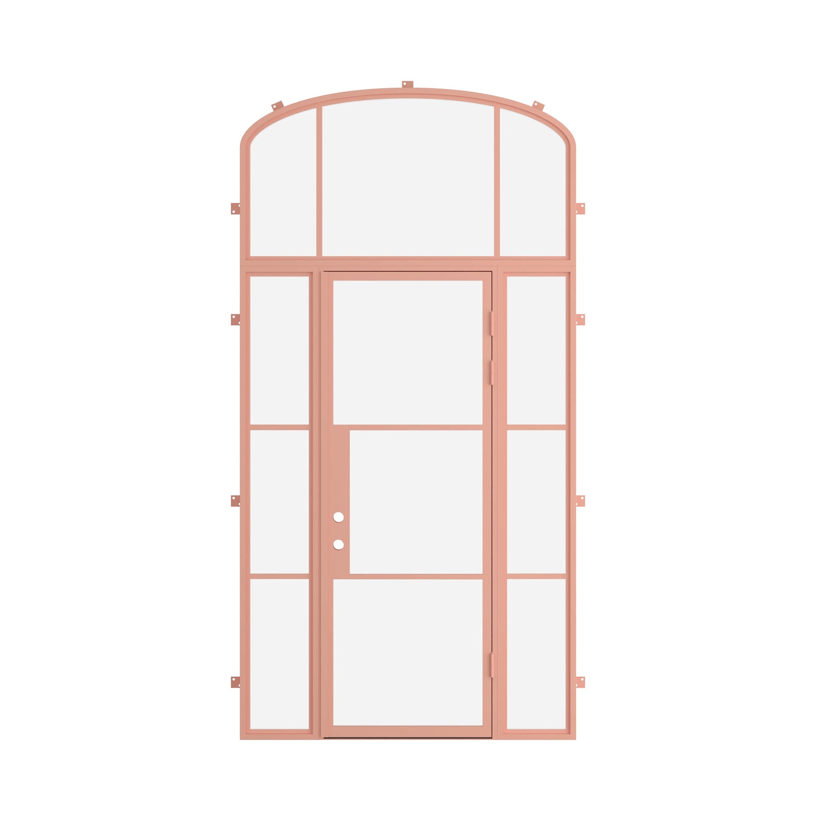 Pinkys Air 4 steel door, single, flat, with side windows, with an arch top window, closed