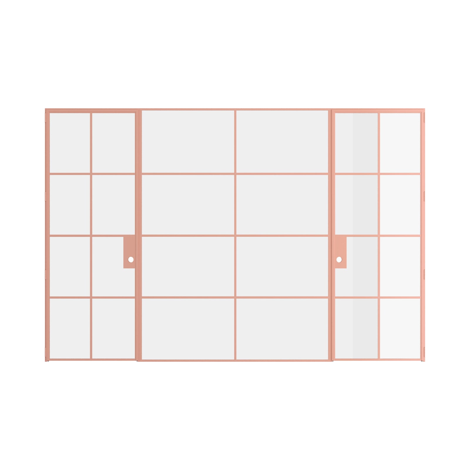 Pinkys Air 5 interior steel door, dual single, with a fixed middle panel, closed