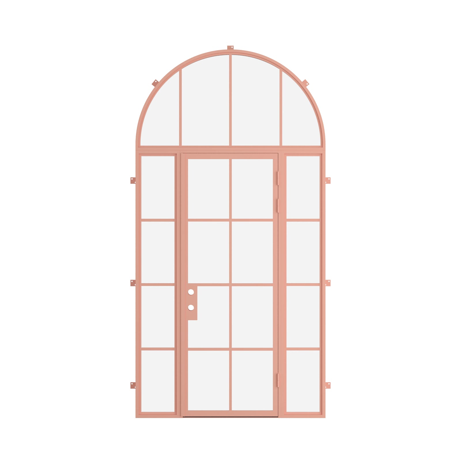 Pinkys Air 5 steel door, single, flat, with side windows, with a full-arch top window, closed