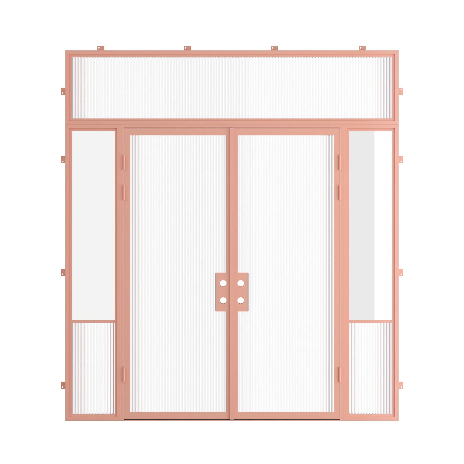 Pinkys Air Grand steel door, double, flat, with side windows, with a flat top window, closed