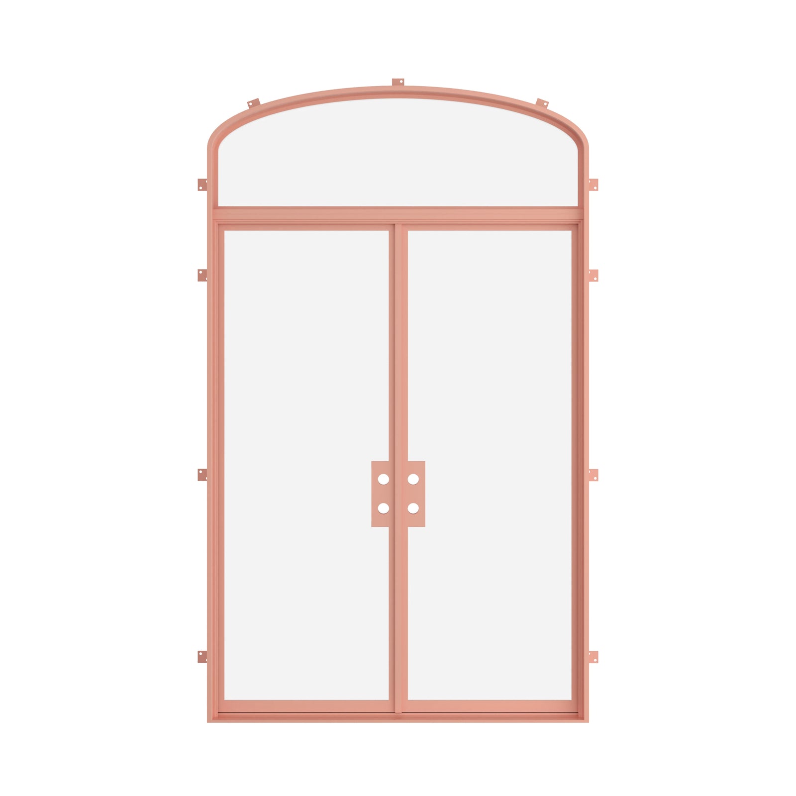Pinkys Air Lite steel door, double, flat, with a mini-arch top window, closed