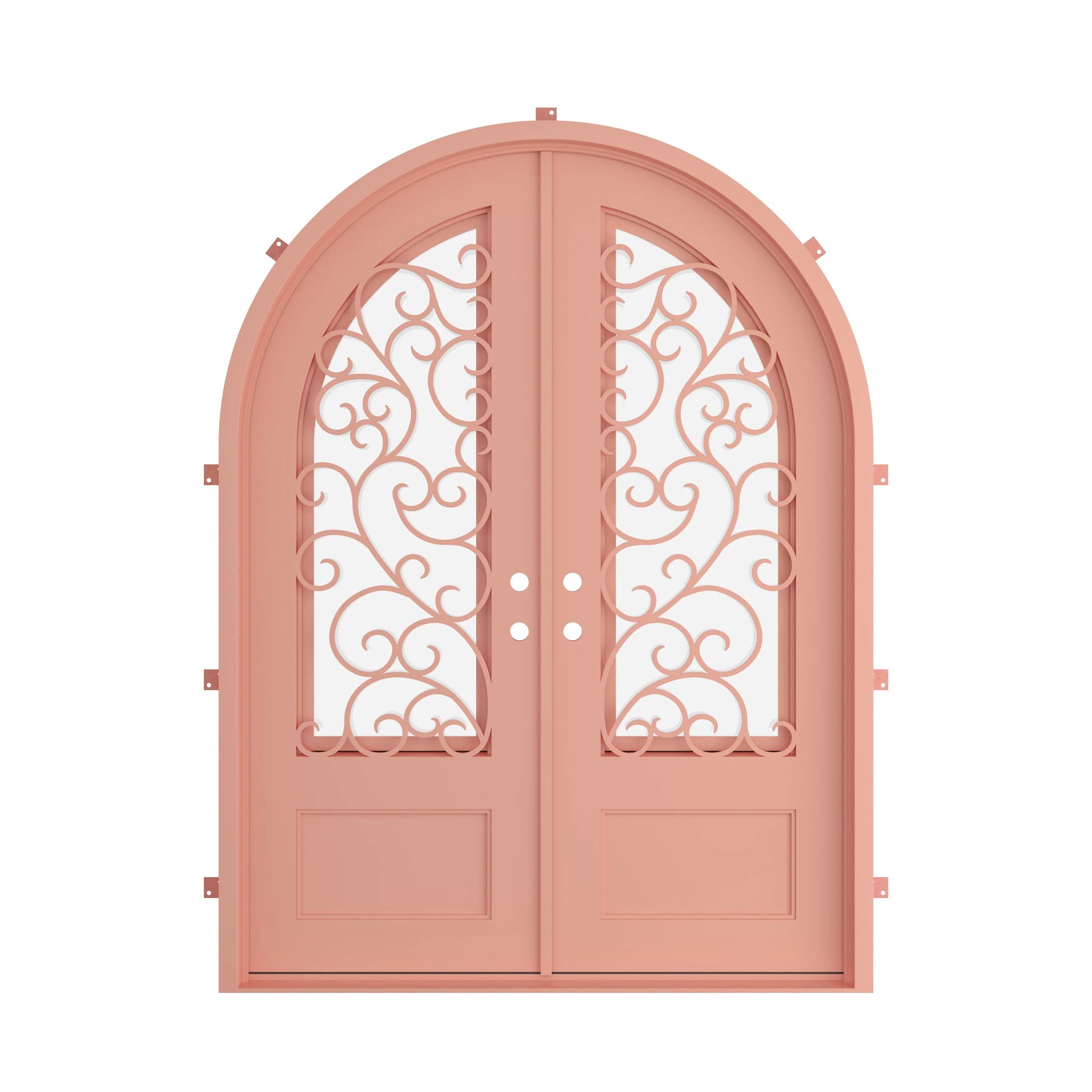 Pinkys Story steel door, double, arch, closed