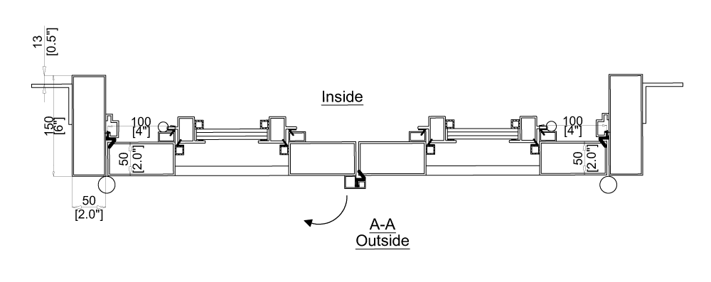 Cut Sheet for Out-Swing Iron Double Doors - Top View