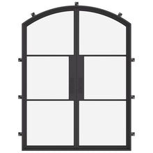 Load image into Gallery viewer, Black steel door with glass for front entryway with arch top