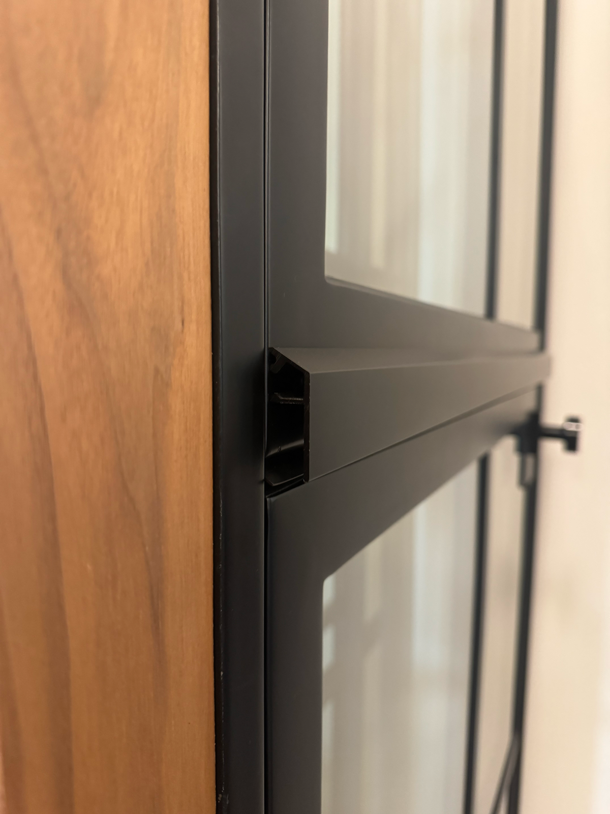 Closeup photo of dutch door drip edge