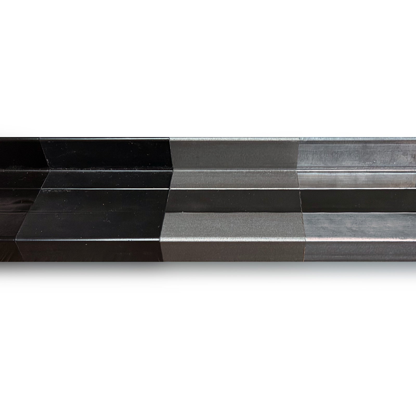 closeup of finish stages on steel door