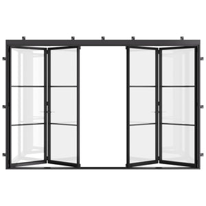 Side view of four panel folding steel doors with Low-e tempered glass