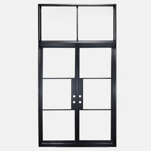 Load image into Gallery viewer, PINKYS Air 4 Double Flat Top Black Steel Door w/ Flat Top Transom