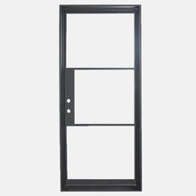Load image into Gallery viewer, single opening steel door with 3 tempered glass panes held by dividers for Patio or entry door - PINKYS