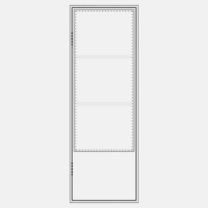 Diagram of PINKYS Air Pantry single flat steel interior door with simple horizontal bars results in the perfect combination of classic and contemporary used as entry doors, patio and french doors, back or side steel doors, and even as steel room dividers.