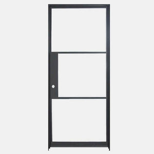 Single Flat Black Steel Door with Removable Threshold for entry doors, patio and french doors. Comes with Polyurethane dual foam weather stripping inside each frame, and 3 tempered single pane glass on each door - PINKYS