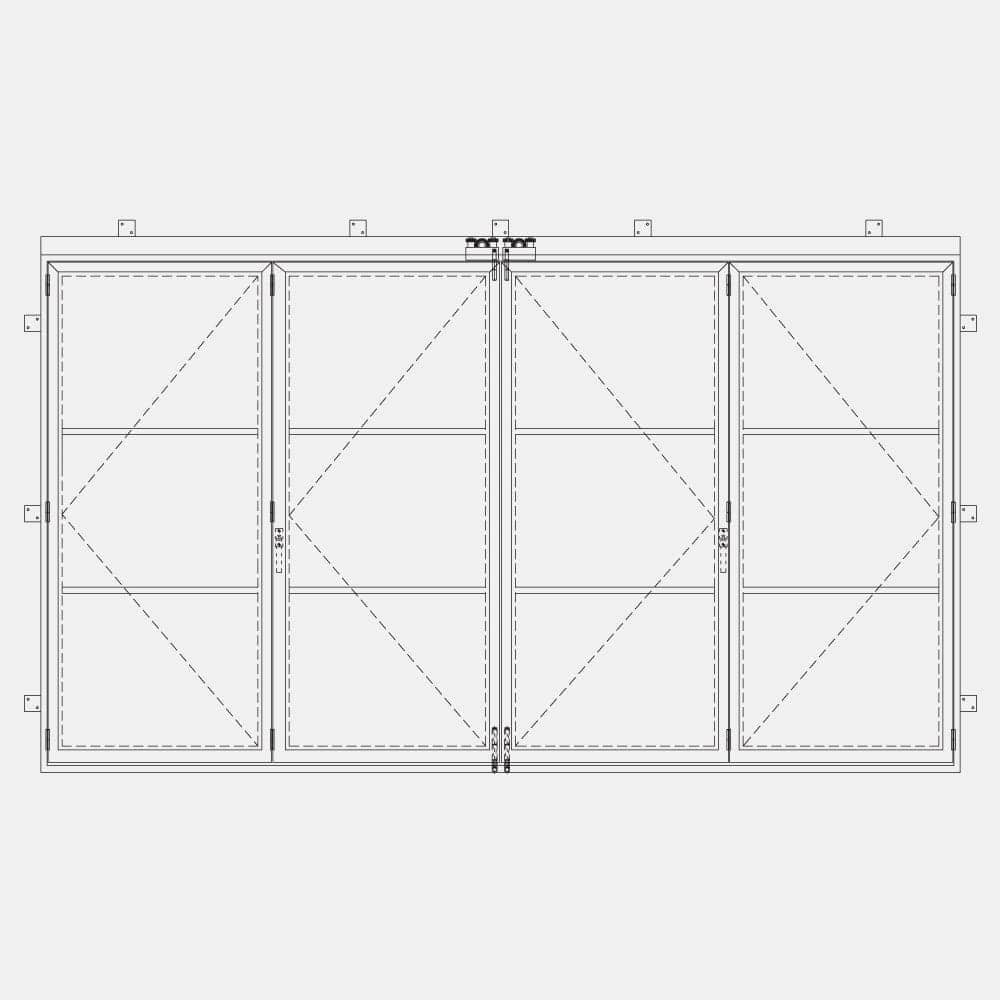 Center spliting Bi-Fold steel door for Patio or room divider from Pinkys Iron Doors