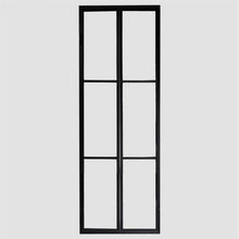 Load image into Gallery viewer, PINKYS Air 4 Pantry double flat steel interior door with removable threshold with simple horizontal bars results in the perfect combination of classic and contemporary used as entry doors, patio and french doors, back or side steel doors, and even as steel room dividers.