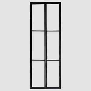 PINKYS Air 4 Pantry double flat steel interior door with removable threshold with simple horizontal bars results in the perfect combination of classic and contemporary used as entry doors, patio and french doors, back or side steel doors, and even as steel room dividers.