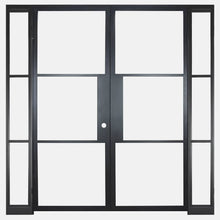 Load image into Gallery viewer, PINKYS Air 4 Interior Double flat Top black steel door w/ Sidelights