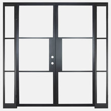 Load image into Gallery viewer, PINKYS Air 4 Interior Double flat Top black steel door w/ Sidelights