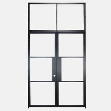 Load image into Gallery viewer, PINKYS Air 4 Interior Flat Top Black Steel Door w/ Flat top Transom with Removable Threshold