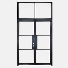 Load image into Gallery viewer, PINKYS Air 4 Interior Flat Top Black Steel Door w/ Flat top Transom with Removable Threshold