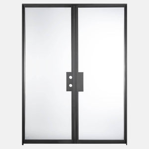 PINKYS Air Lite Interior Black Double Flat Steel Door w/ No Threshold