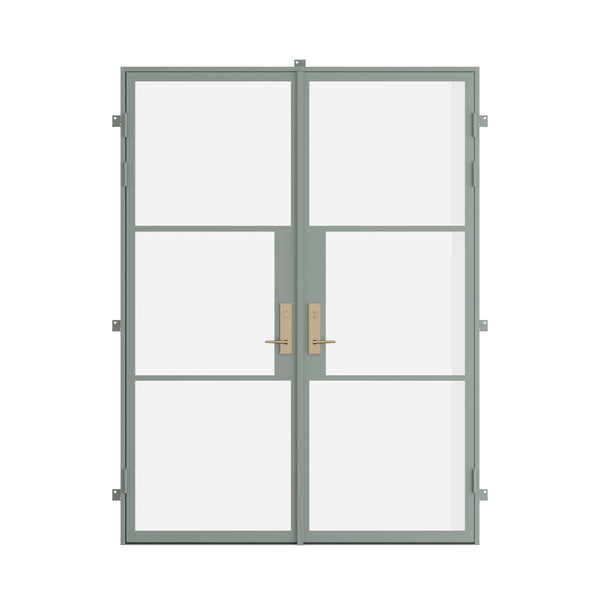 double flat steel entry door in Montecito Mint finish