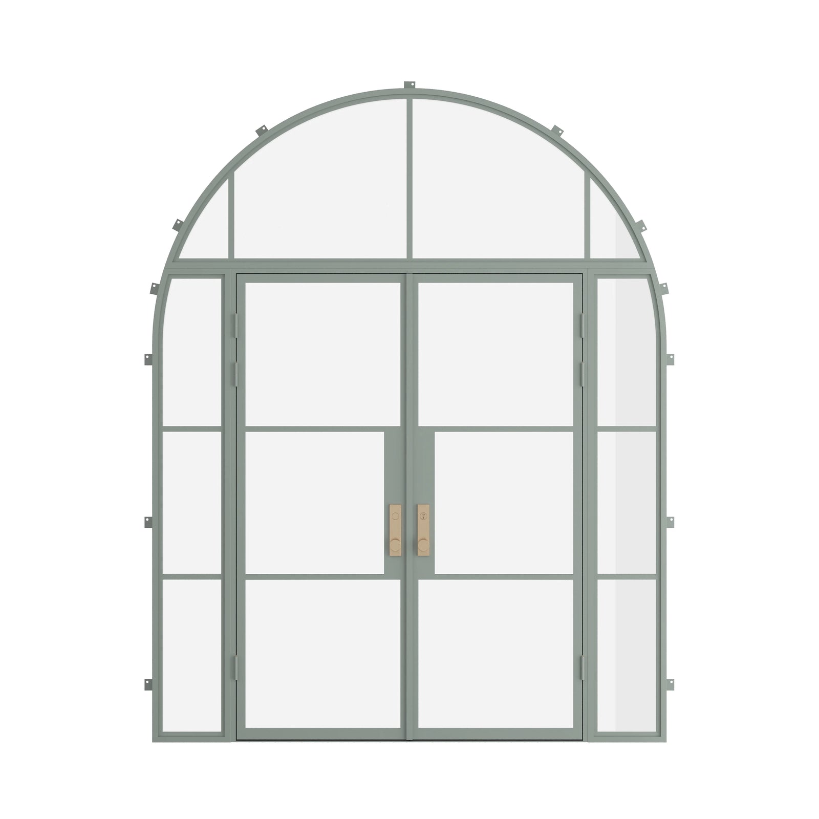 Pinkys Air 4 steel door, double, flat, with side windows, with a full-arch top window, closed