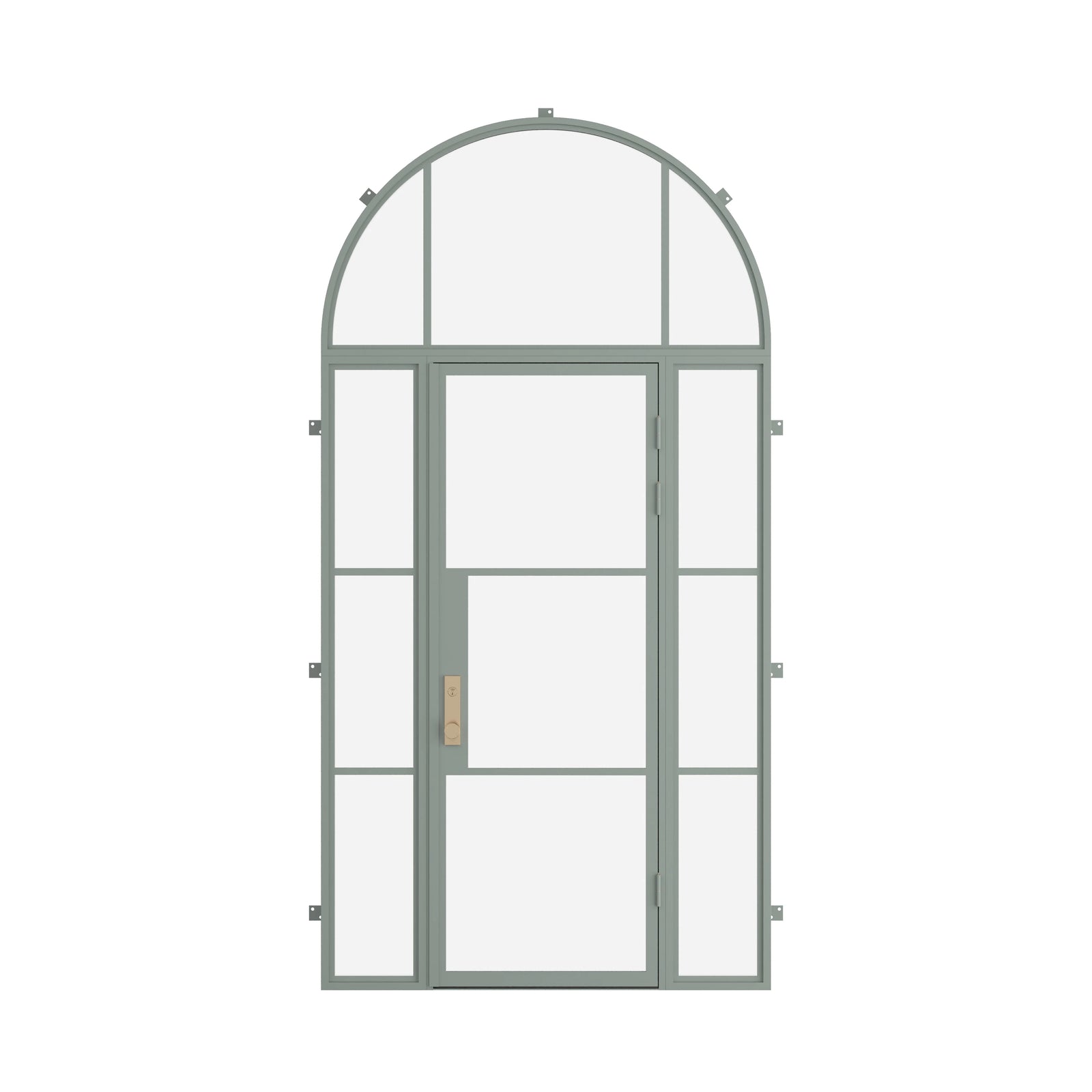 Pinkys Air 4 steel door, single, flat, with side windows, with an arch top window, closed