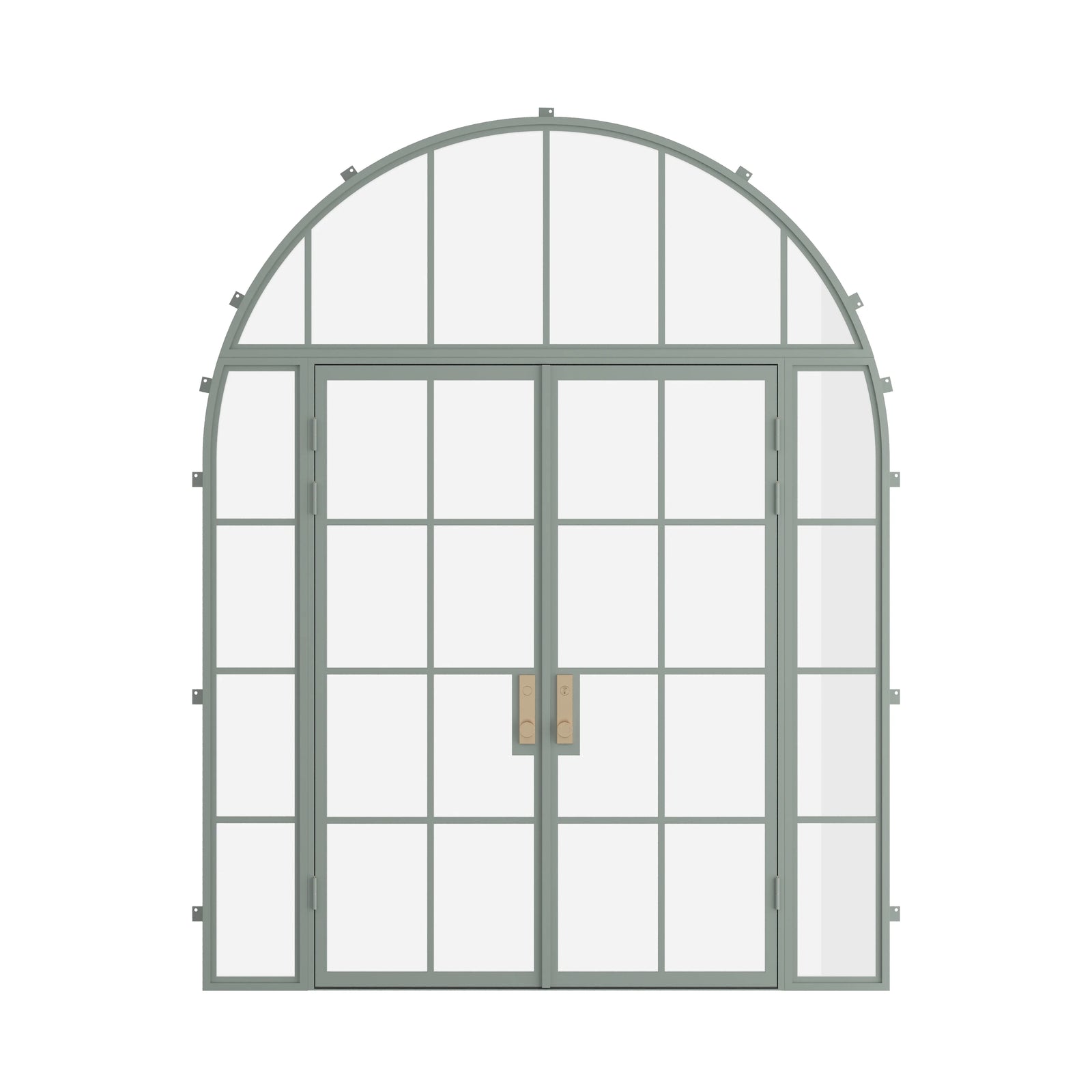Pinkys Air 5 steel door, double, flat, with side windows, with a full-arch top window, closed