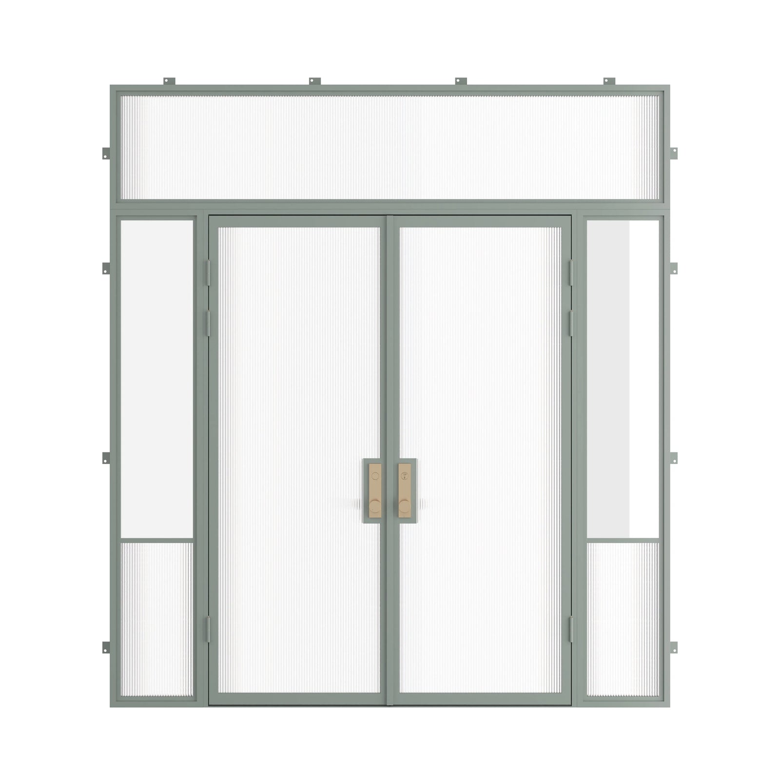 Pinkys Air Grand steel door, double, flat, with side windows, with a flat top window, closed