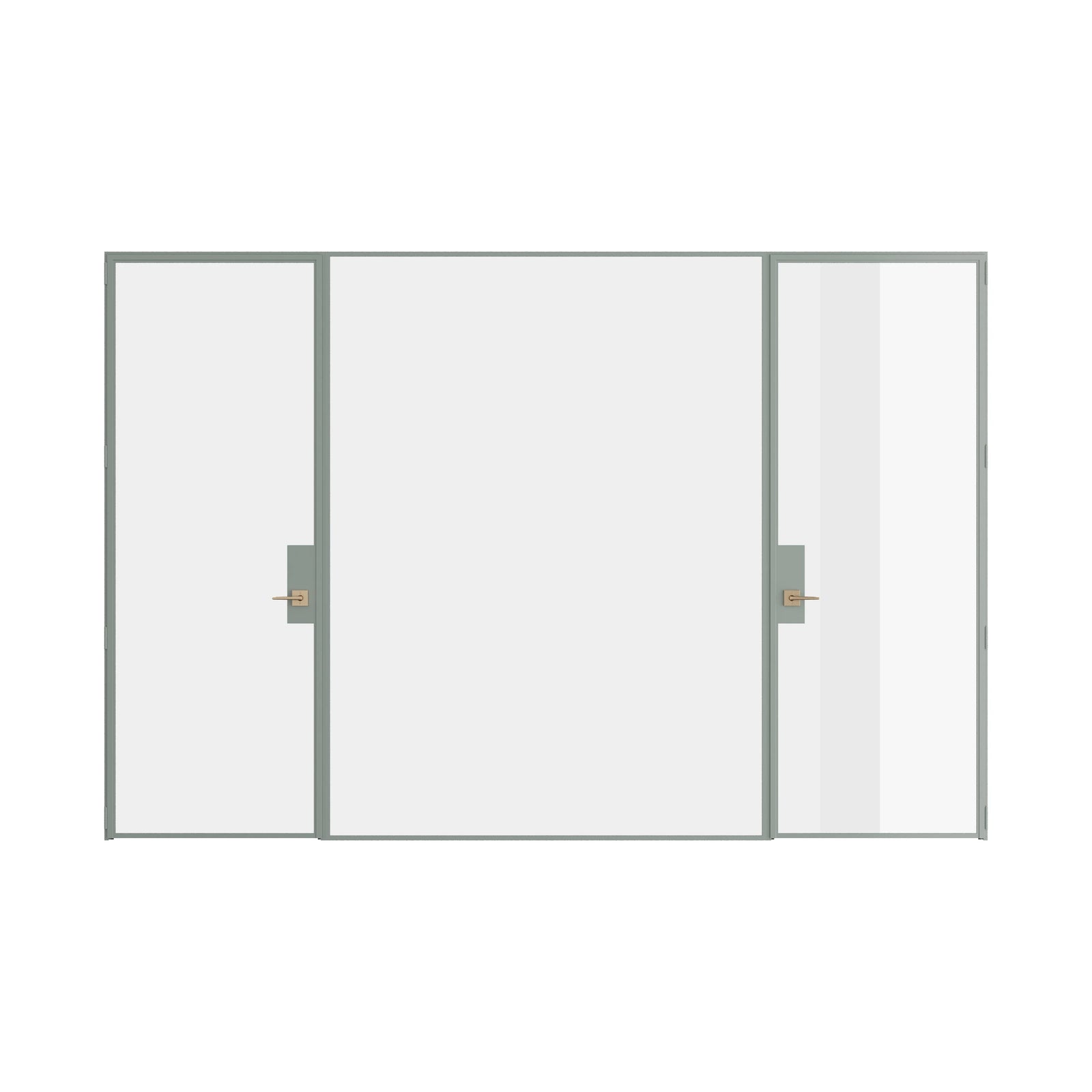 Pinkys Air Lite interior steel door, dual single, flat, with a fixed middle panel, closed