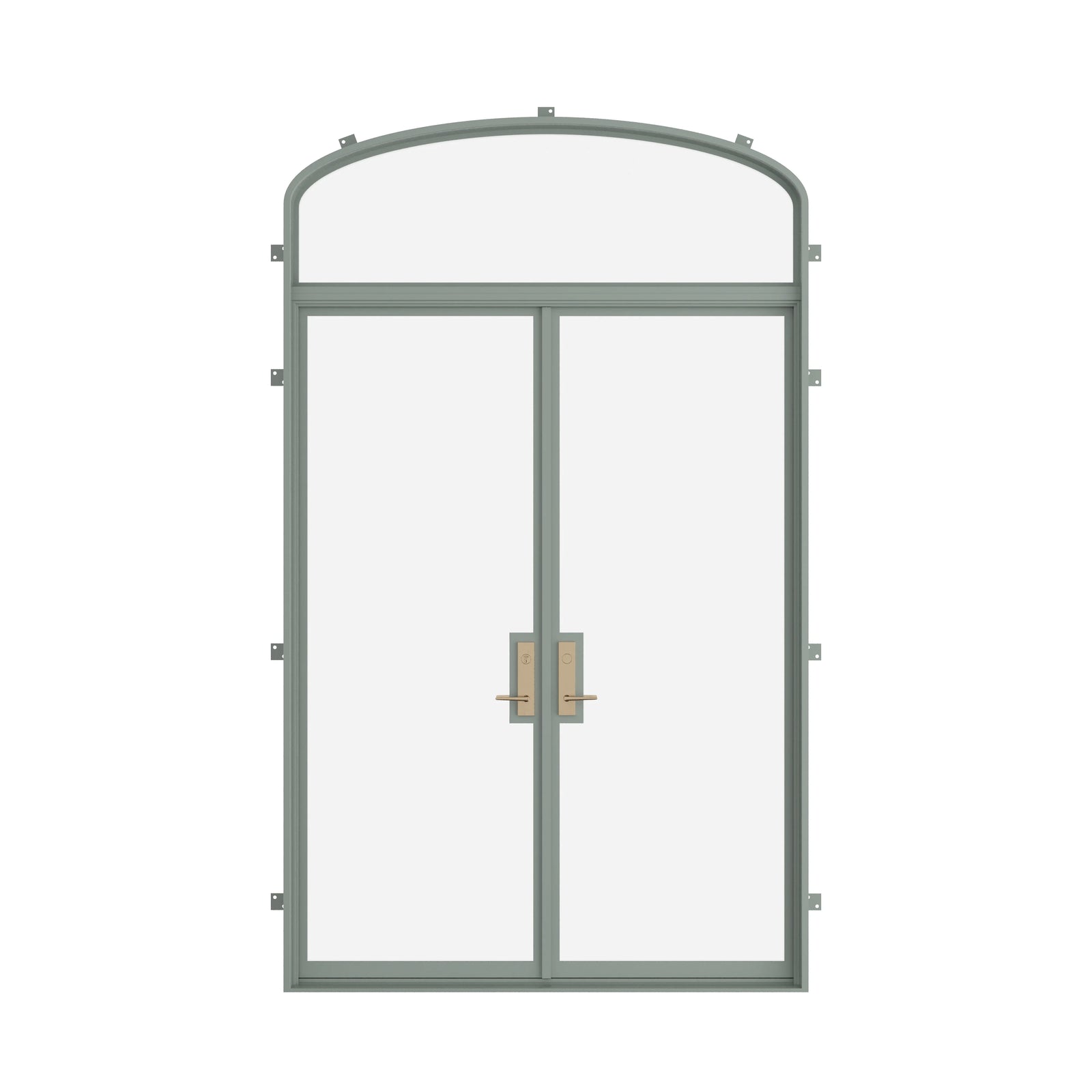 Pinkys Air Lite steel door, double, flat, with a mini-arch top window, closed