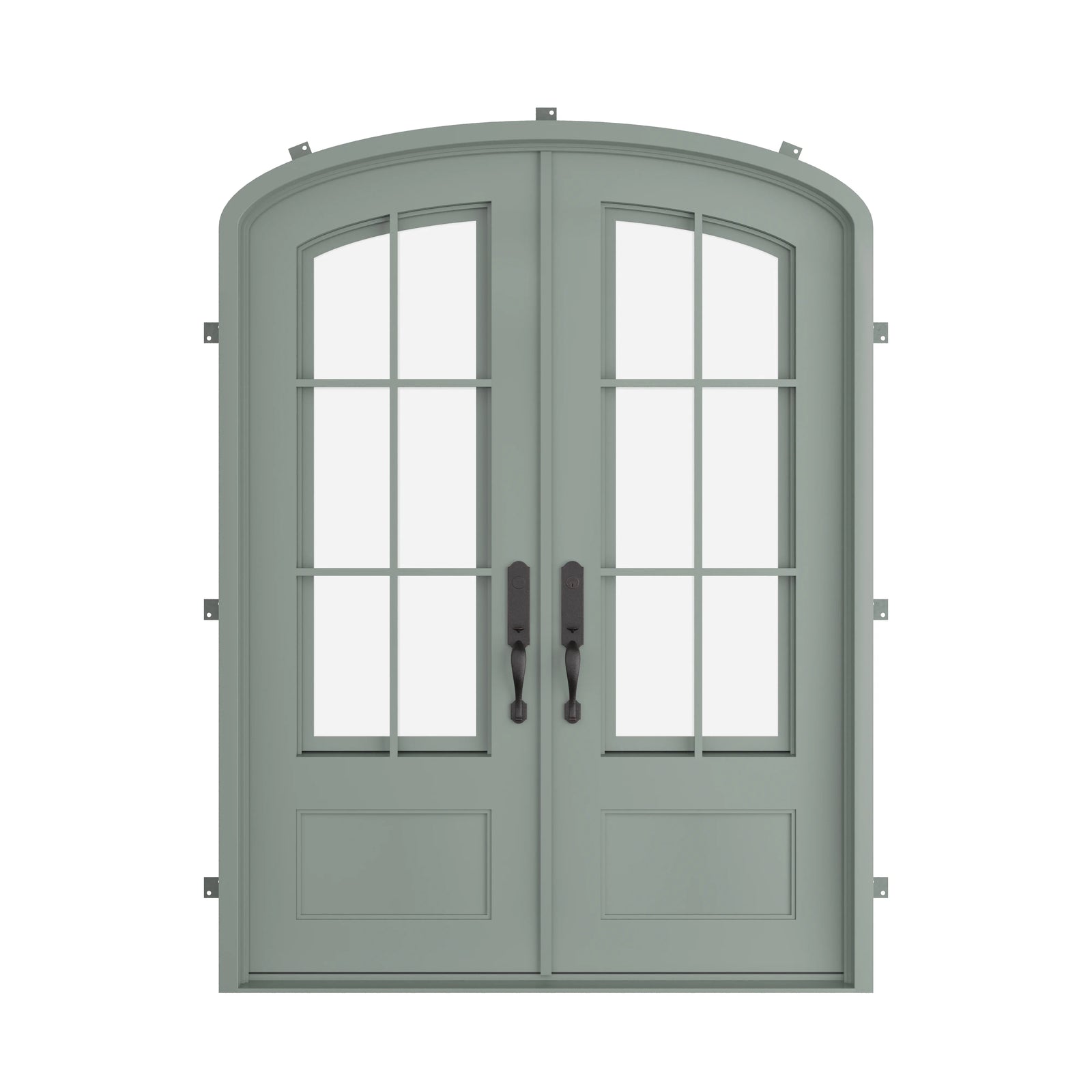 Pinkys Bristol steel door, double, arch, closed