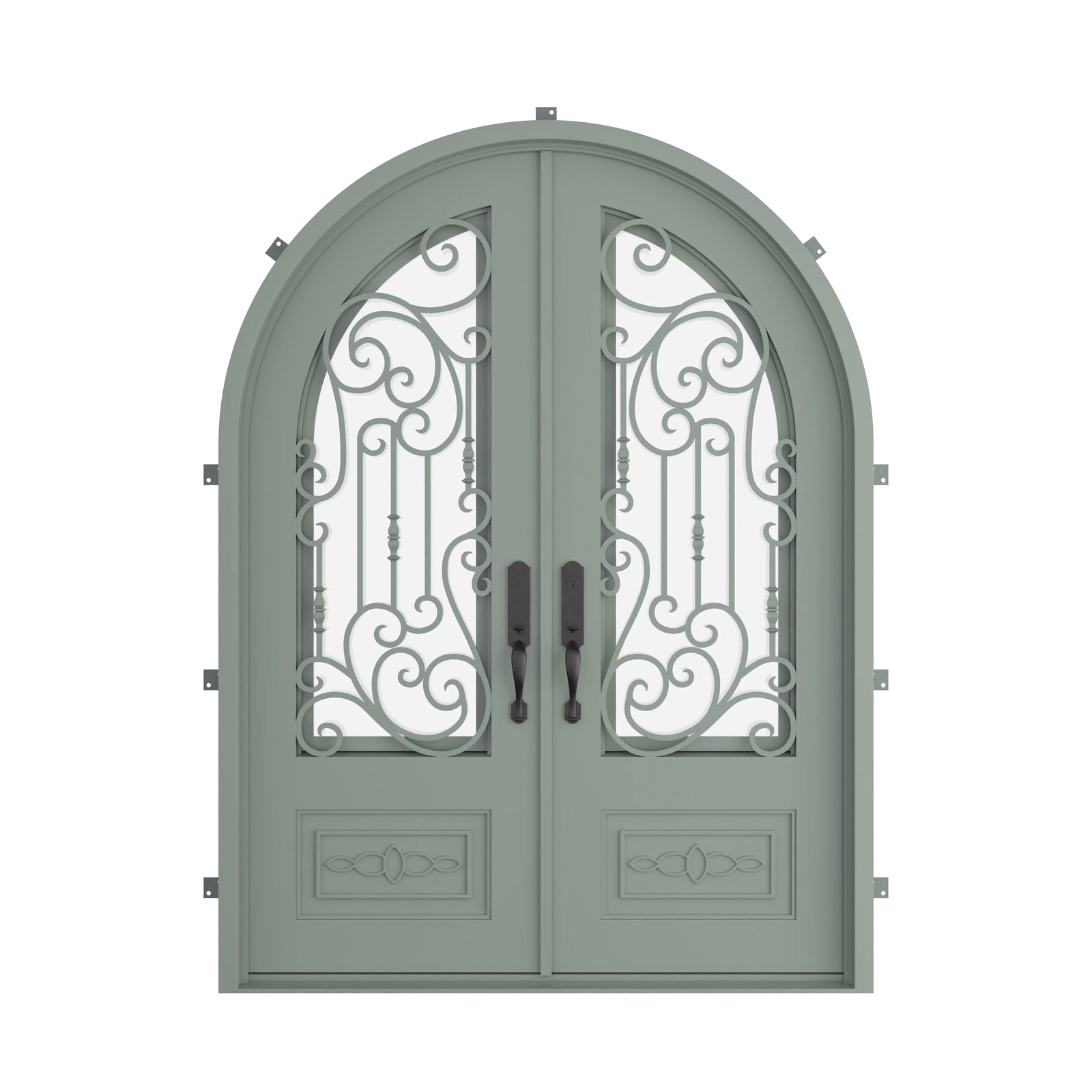 Pinkys Golden Gate steel door, double, full arch, closed
