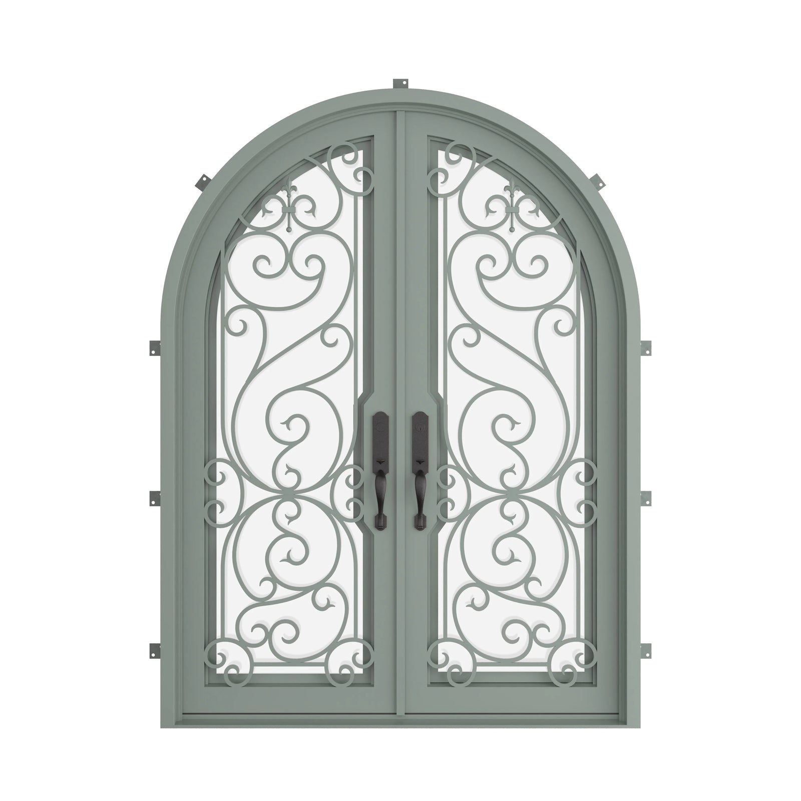Pinkys Hills steel door, double, full arch, closed