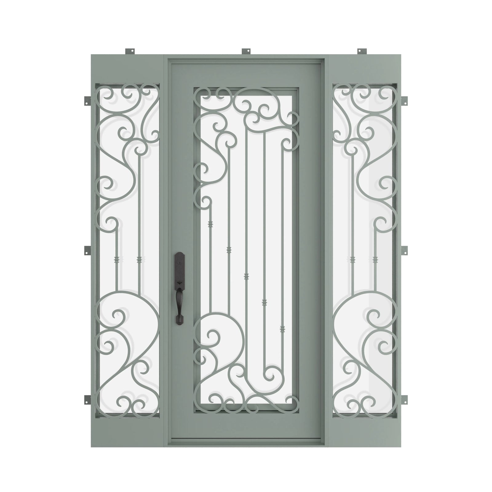 Pinkys Paris steel door, single, flat, with side windows, closed